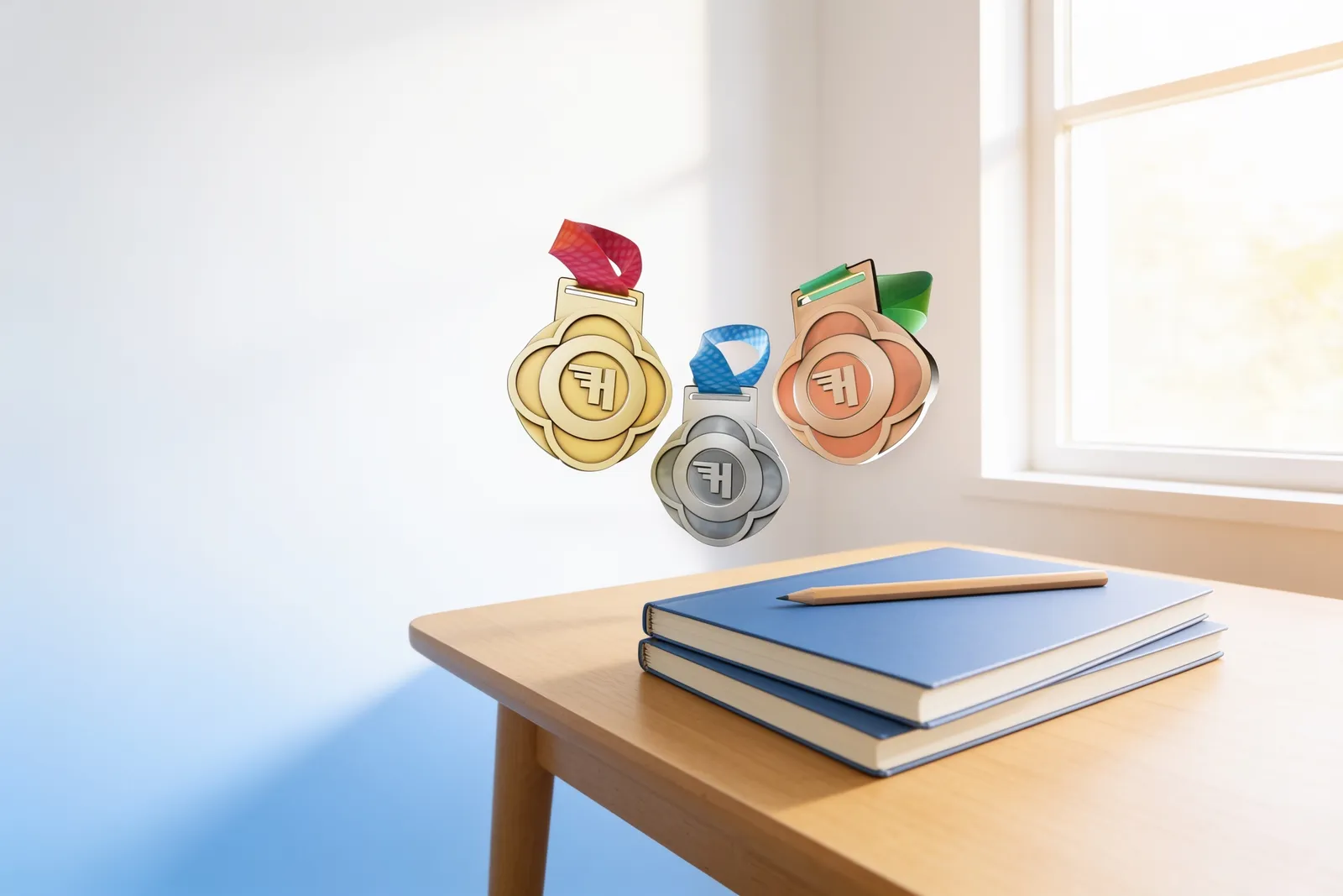 De materialen van de Gouden, Zilveren en Bronzen Weken modules van HiRO bij elkaar op tafel